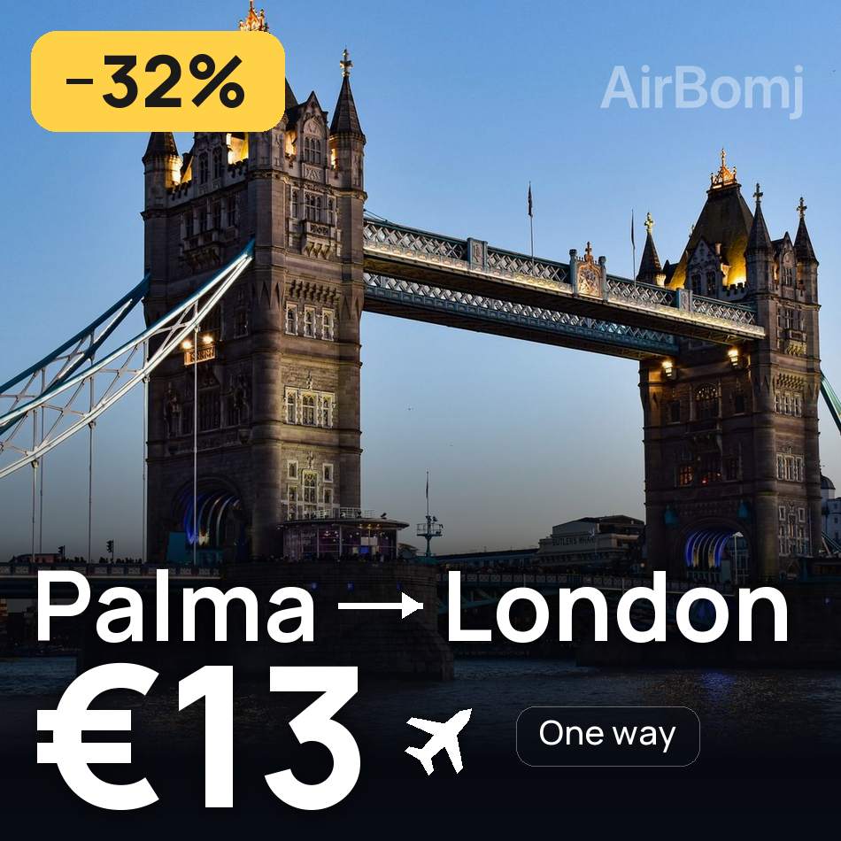 Flugticket: Palma de Mallorca — London, €13