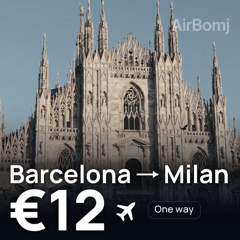 Flugticket: Barcelona — Mailand, €12