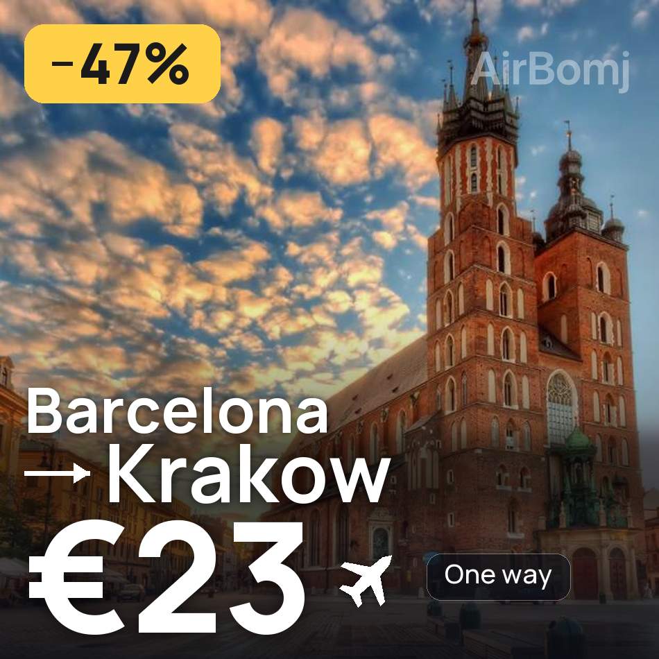 Flugticket: Barcelona — Cracow, €23