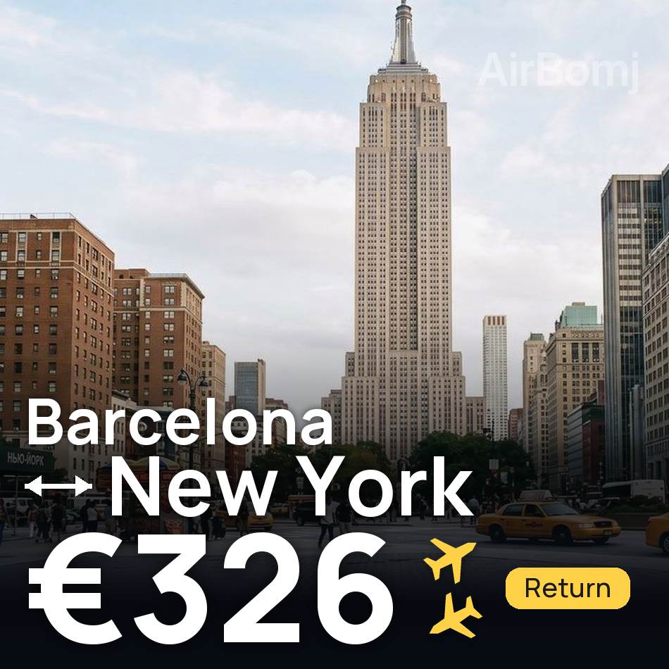 Flugticket: Barcelona — New York City, €326