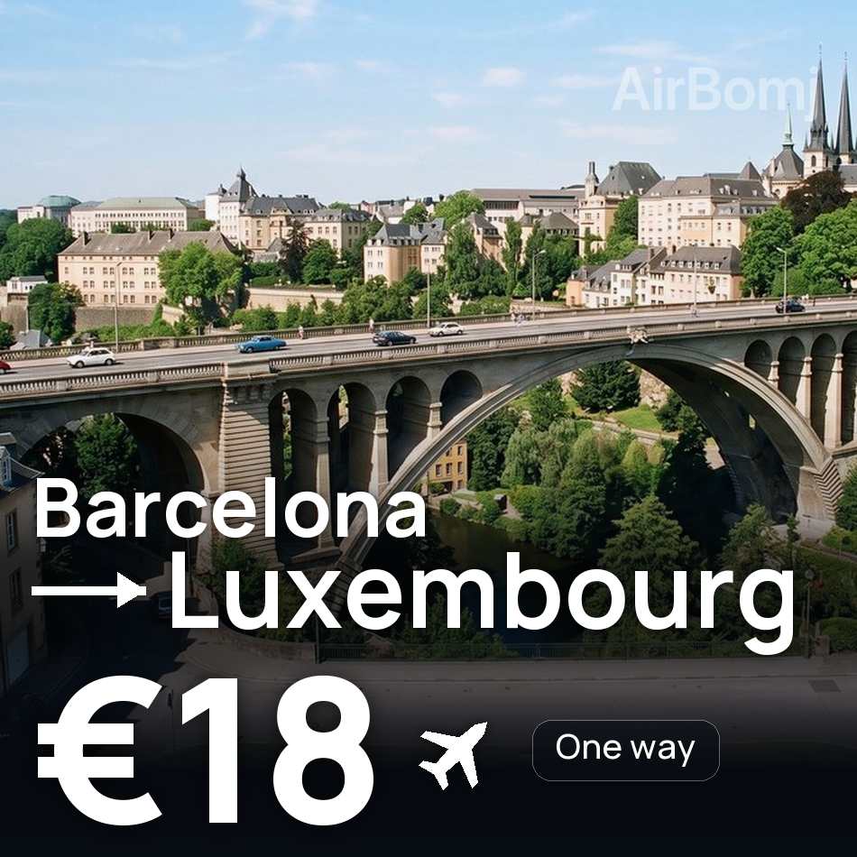 Flugticket: Barcelona — Luxemburg, €18