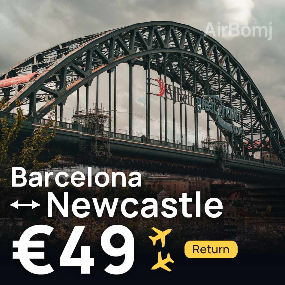 Flugticket: Barcelona — Newcastle Upon Tyne, €49
