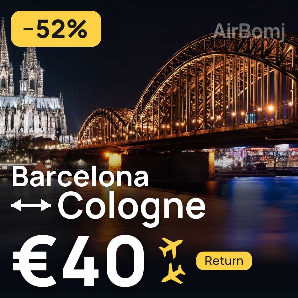 Flugticket: Barcelona — Köln, €40
