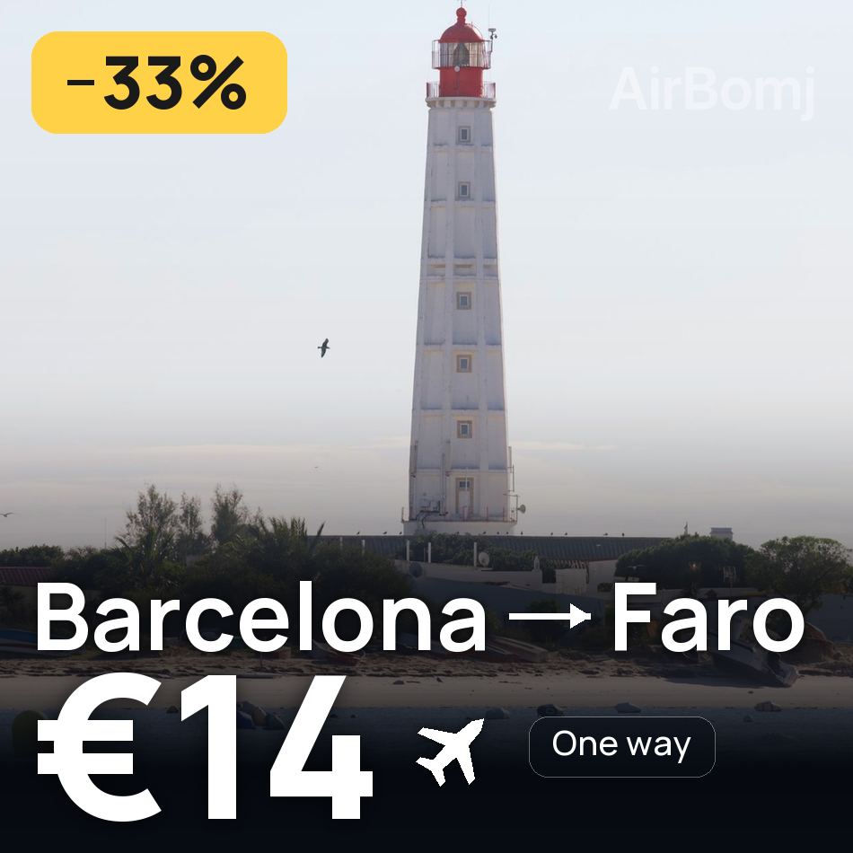 Flugticket: Barcelona — Faro, €14