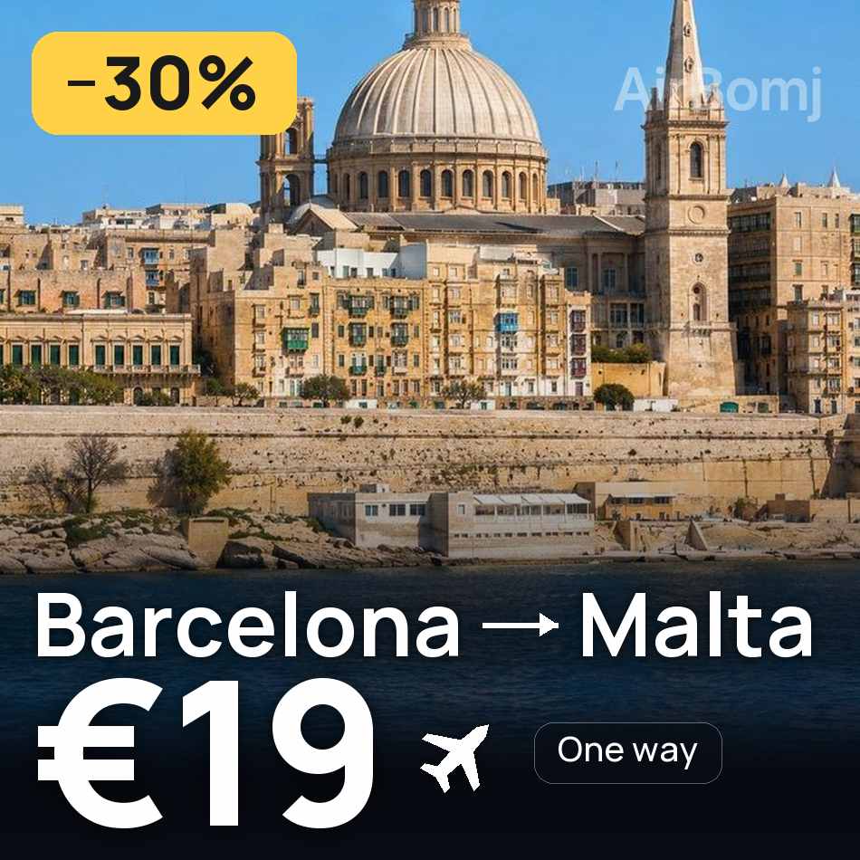 Flugticket: Barcelona — Valletta, €19
