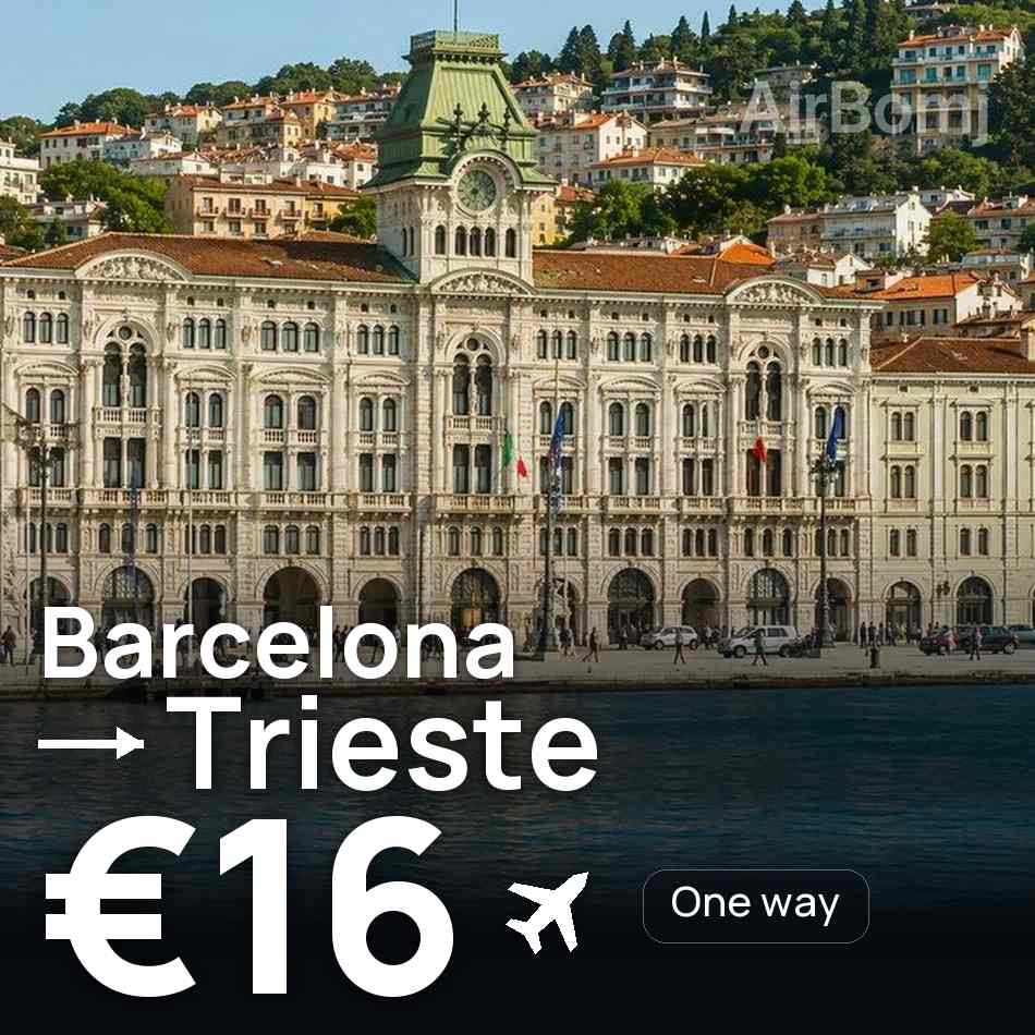 Flugticket: Barcelona — Triest, €16