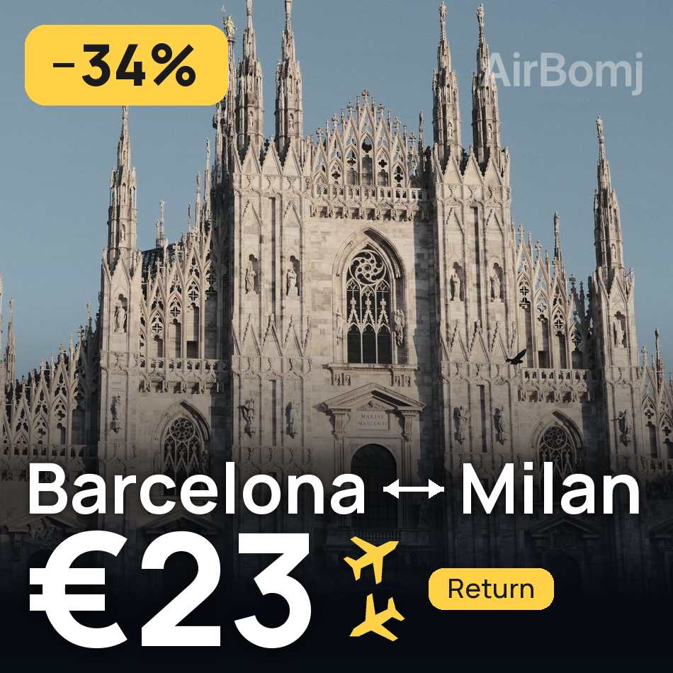 Flugticket: Barcelona — Mailand, €23