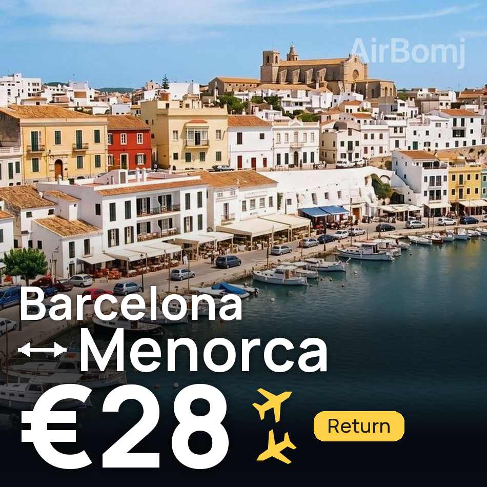 Flugticket: Barcelona — Menorca/Mahon, €28