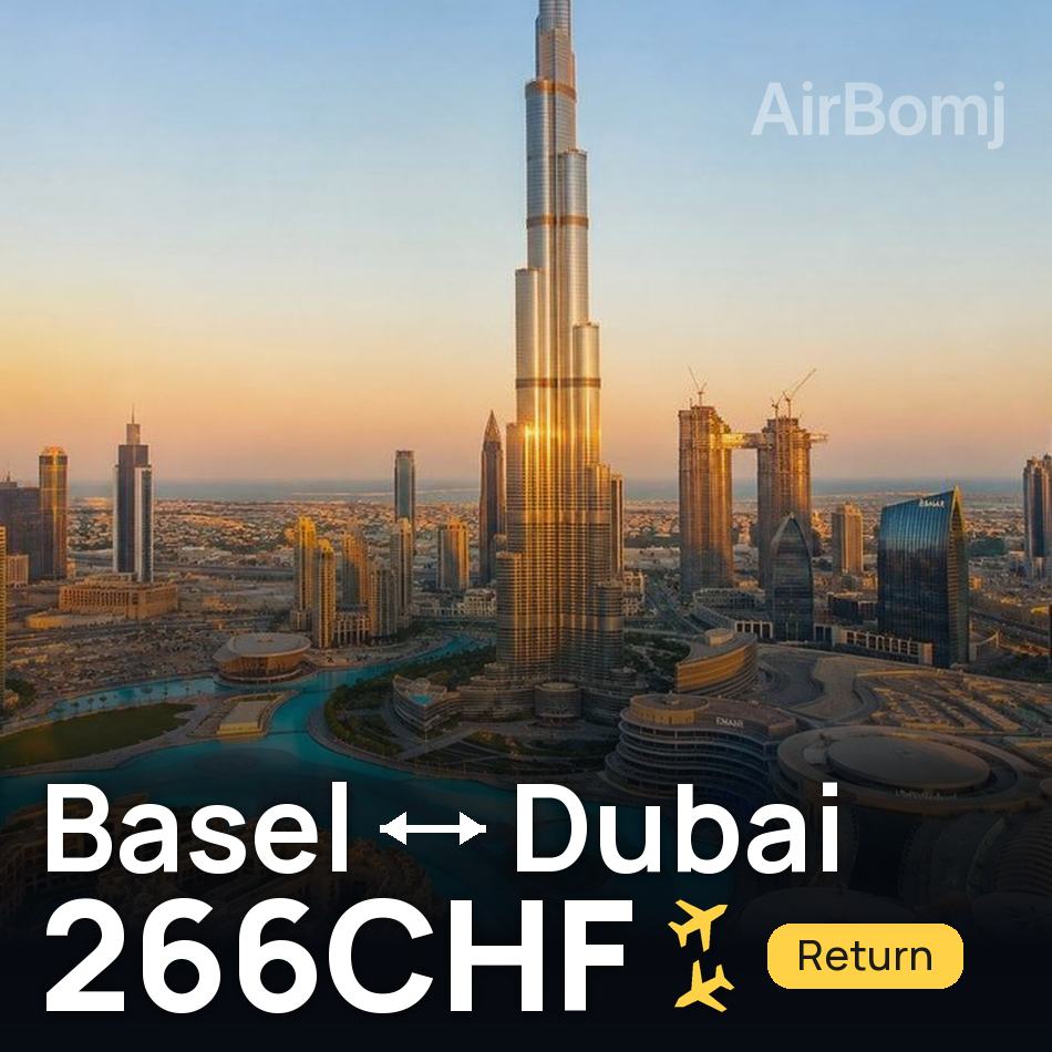 تذكرة طيران: بازل — دبي، 266CHF