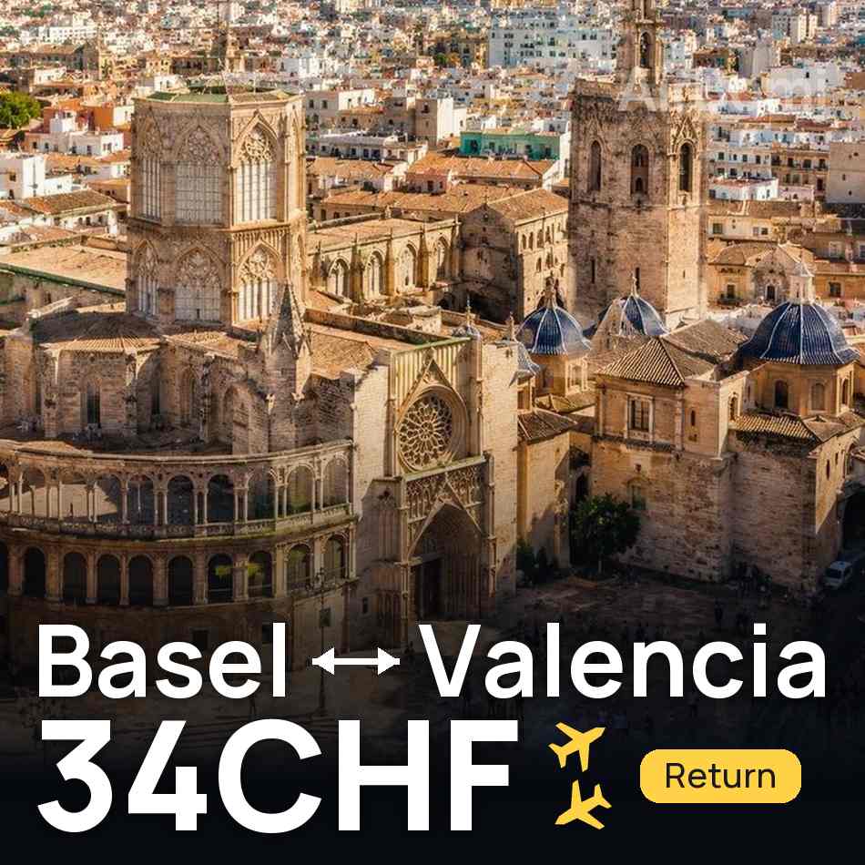 تذكرة طيران: بازل — ڤالنسيا، 34CHF