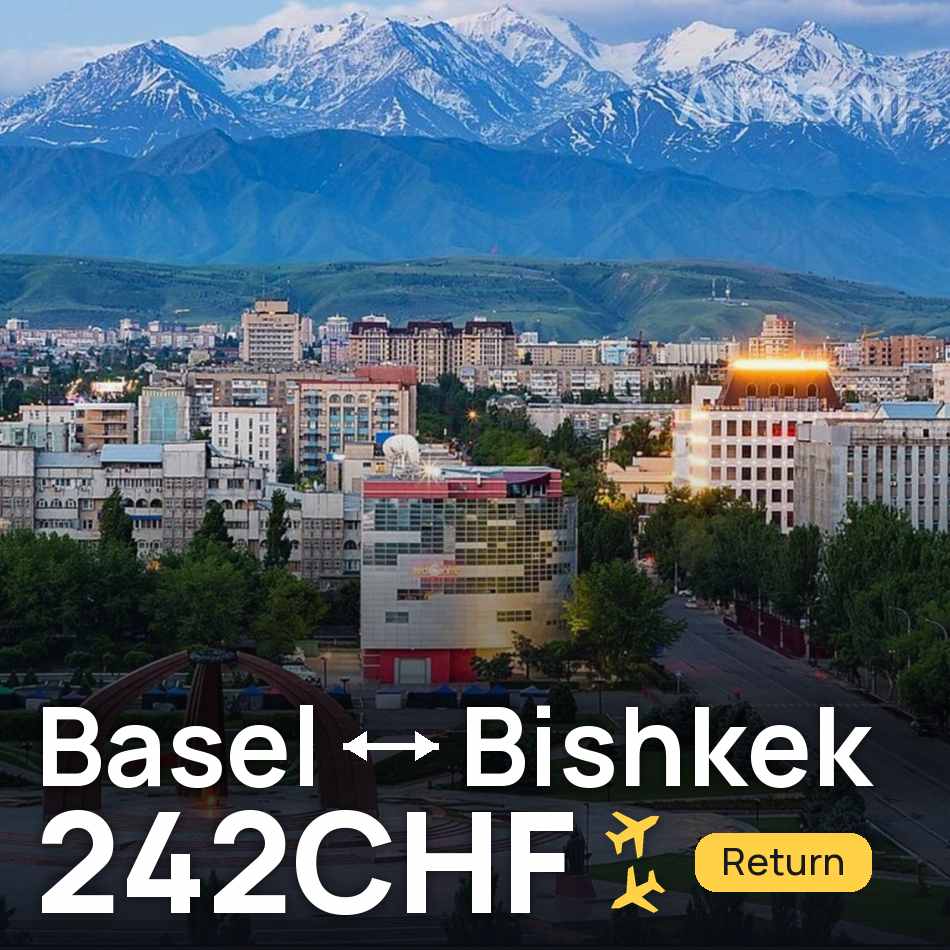 تذكرة طيران: بازل — بيشكك، 242CHF