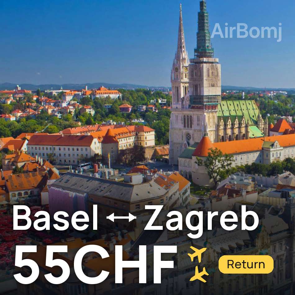 تذكرة طيران: بازل — زغرب، 55CHF