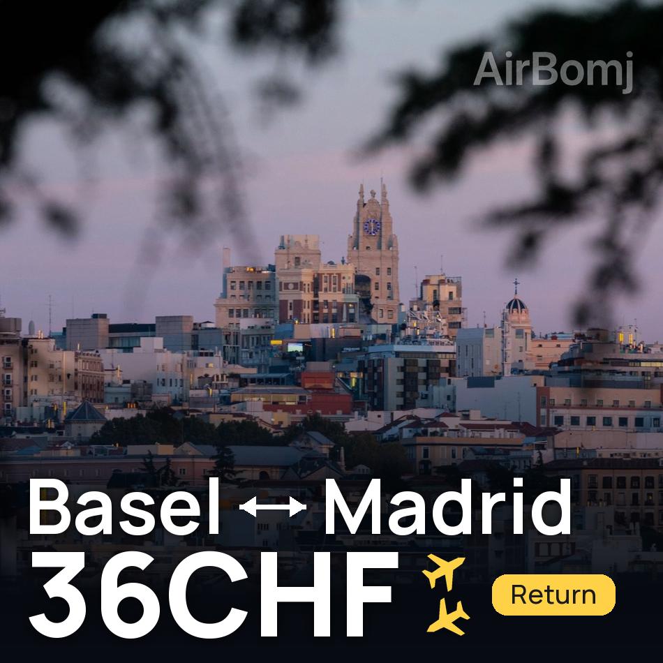 تذكرة طيران: بازل — مدريد، 36CHF
