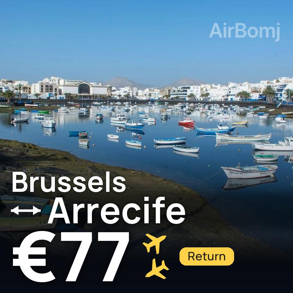 تذكرة طيران: بروكسل — لانزاروت، €77