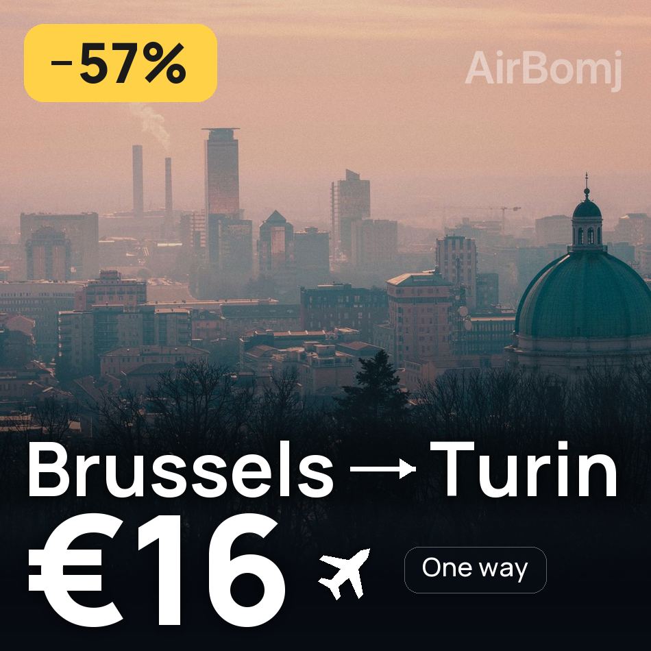تذكرة طيران: بروكسل — تورينو، €16