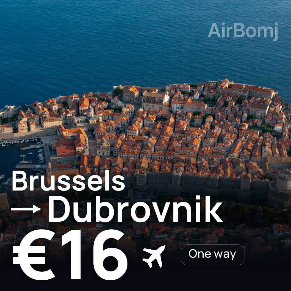تذكرة طيران: بروكسل — دوبروڤنيك، €16