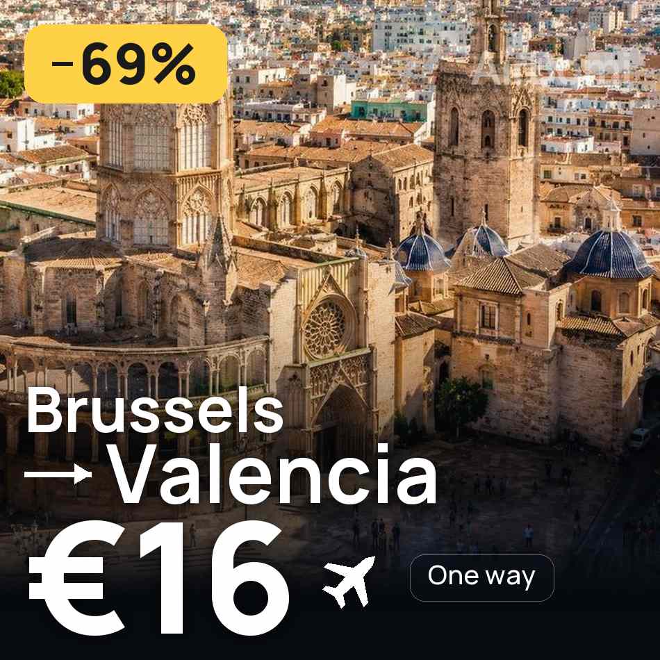 تذكرة طيران: بروكسل — ڤالنسيا، €16