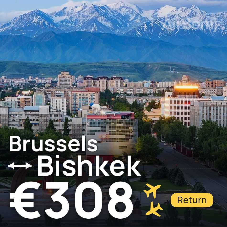 تذكرة طيران: بروكسل — بيشكك، €308