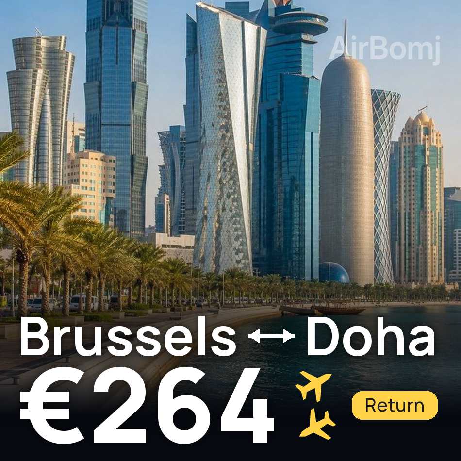 تذكرة طيران: بروكسل — الدوحة، €264