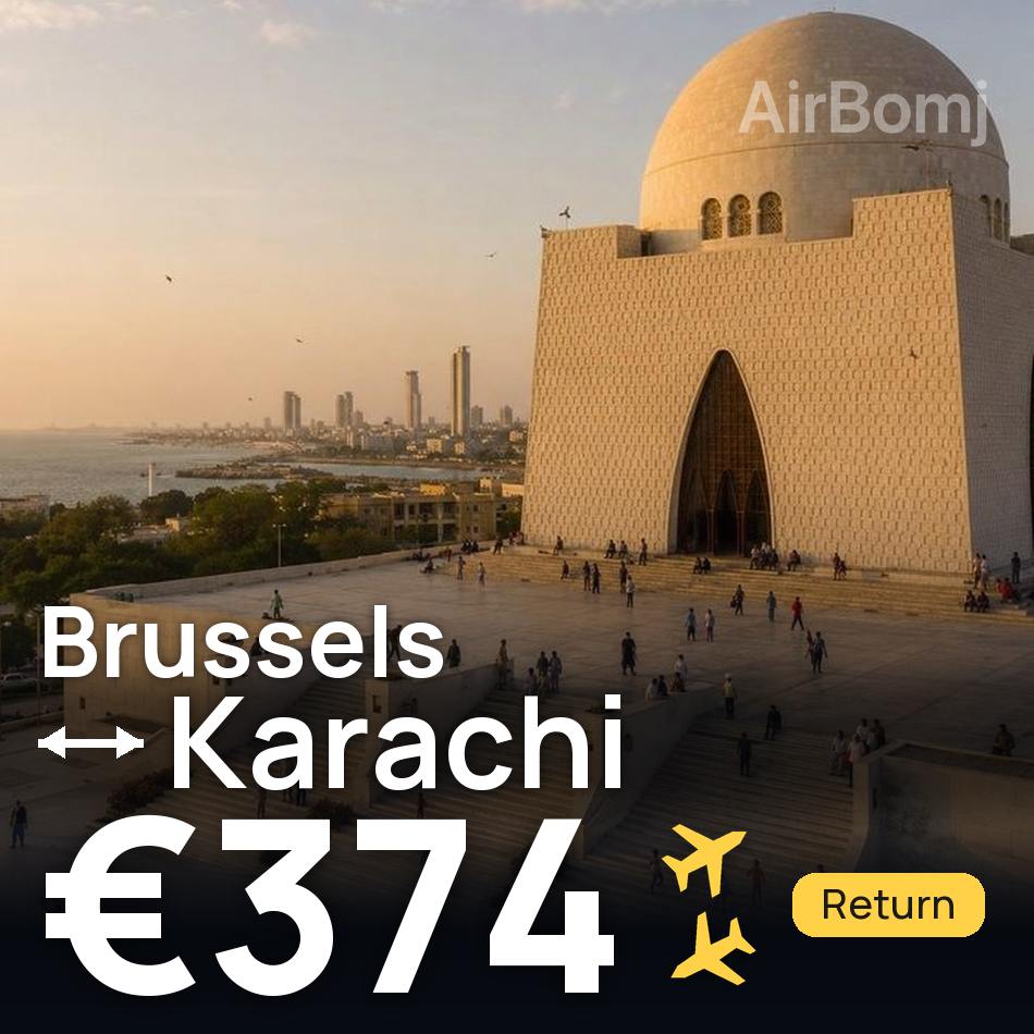 تذكرة طيران: بروكسل — كراتشي، €374