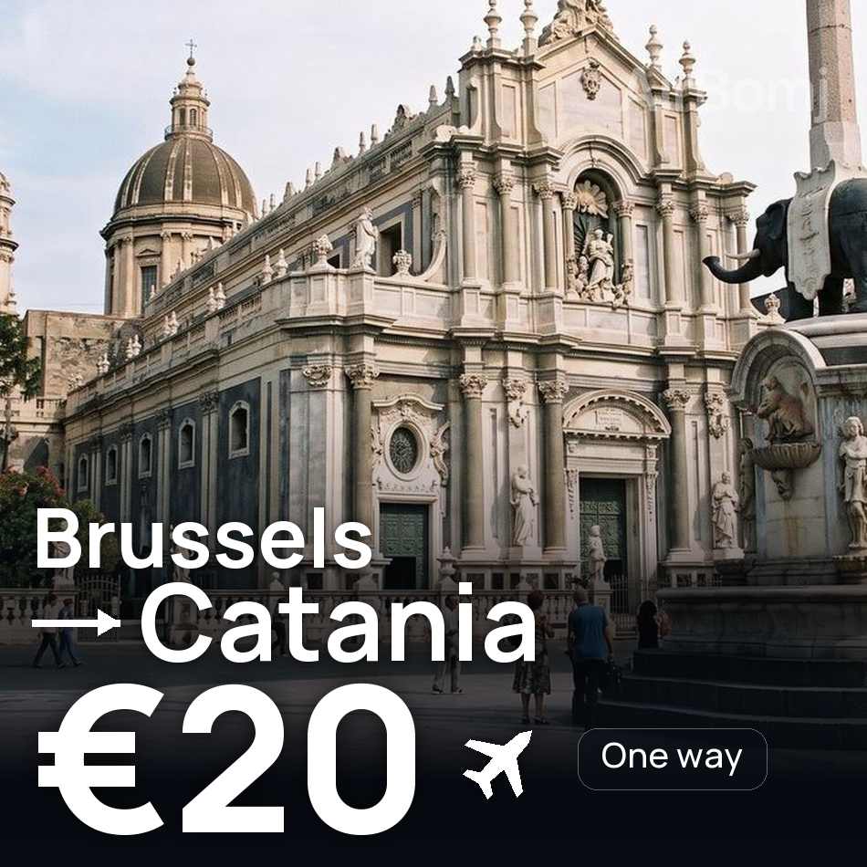 تذكرة طيران: بروكسل — قطانيا، €20