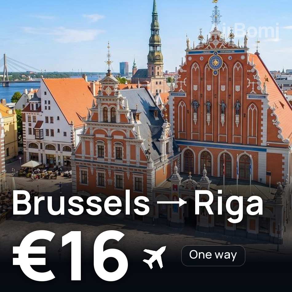 تذكرة طيران: بروكسل — ريجا، €16