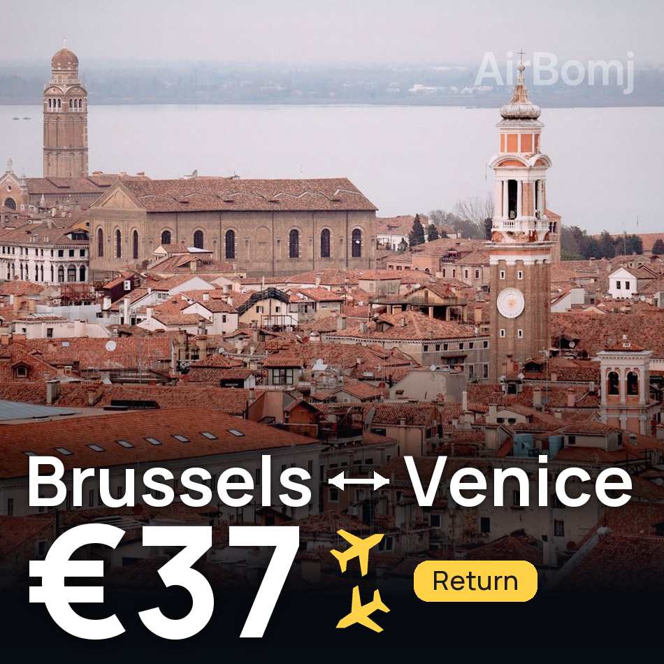 تذكرة طيران: بروكسل — البندقية، €37