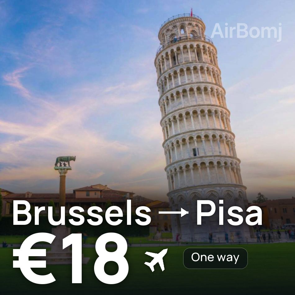 تذكرة طيران: بروكسل — بيزا، €18