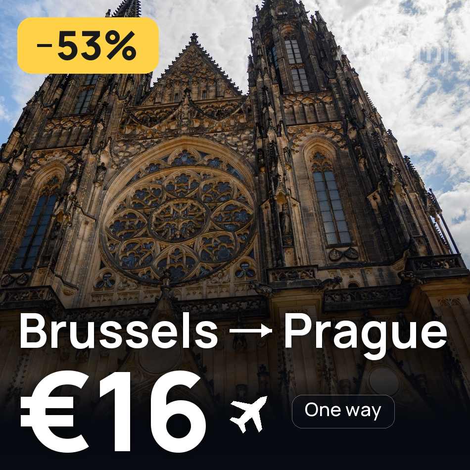 تذكرة طيران: بروكسل — براغ، €16