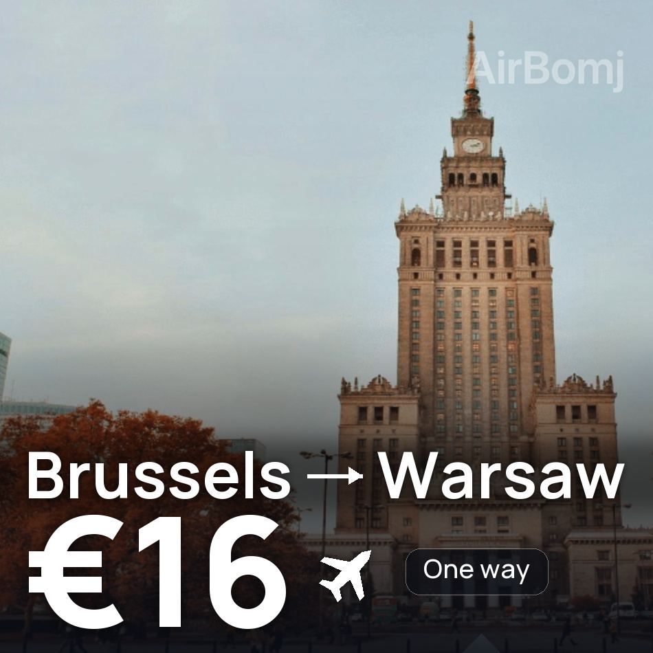 تذكرة طيران: بروكسل — وارسو، €16