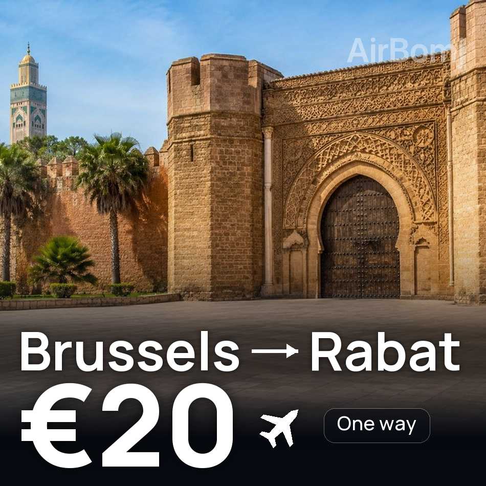 تذكرة طيران: بروكسل — الرباط، €20