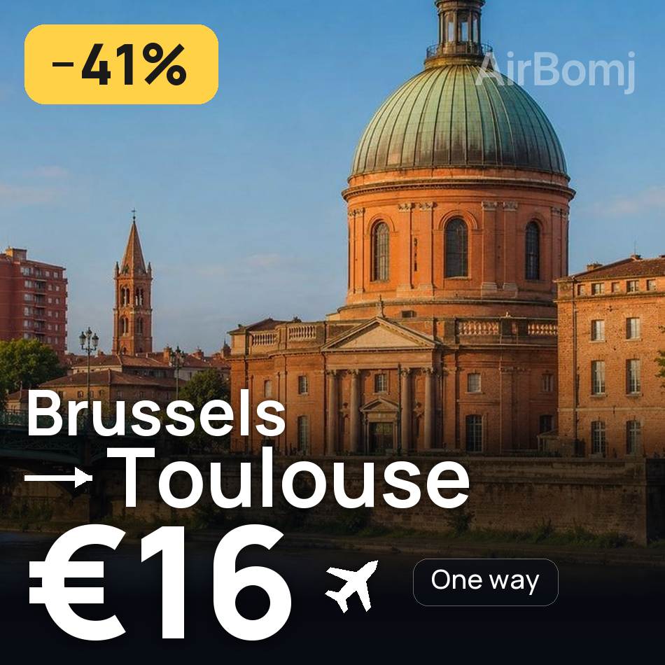 تذكرة طيران: بروكسل — تولوز، €16