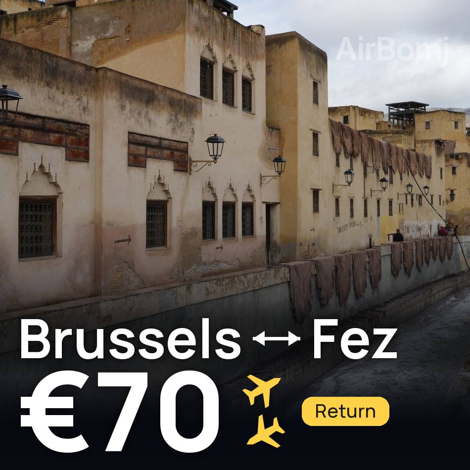 تذكرة طيران: بروكسل — فاس، €70