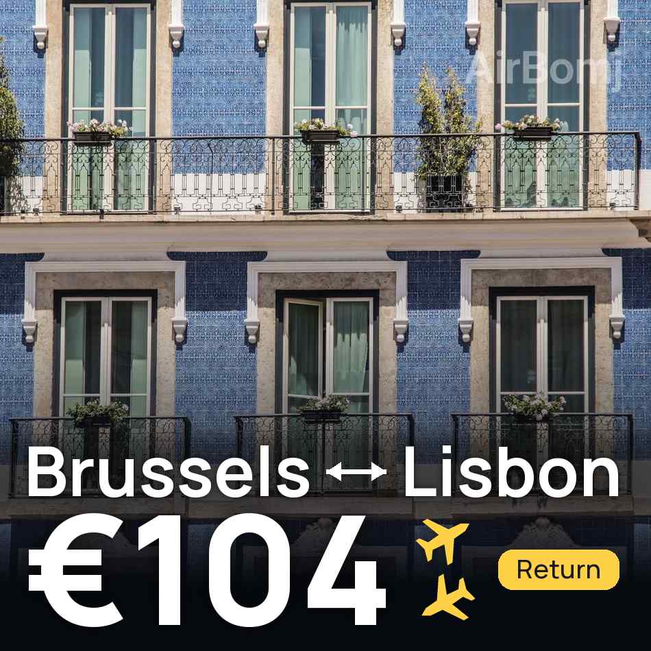 تذكرة طيران: بروكسل — لشبونه، €104