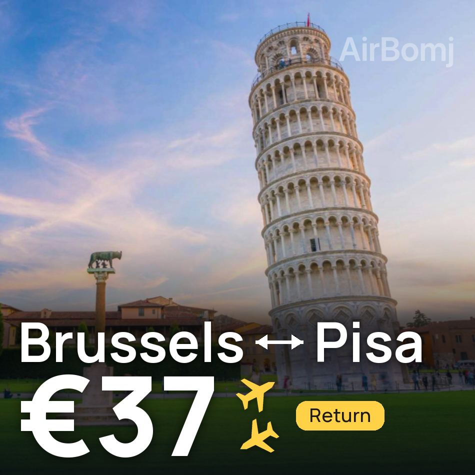 تذكرة طيران: بروكسل — بيزا، €37