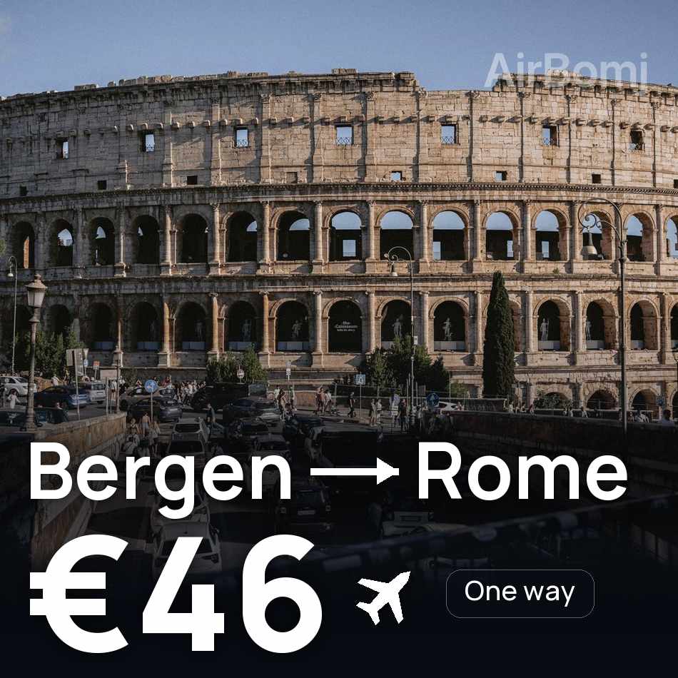 Billet d'avion : Bergen — Rome, €46