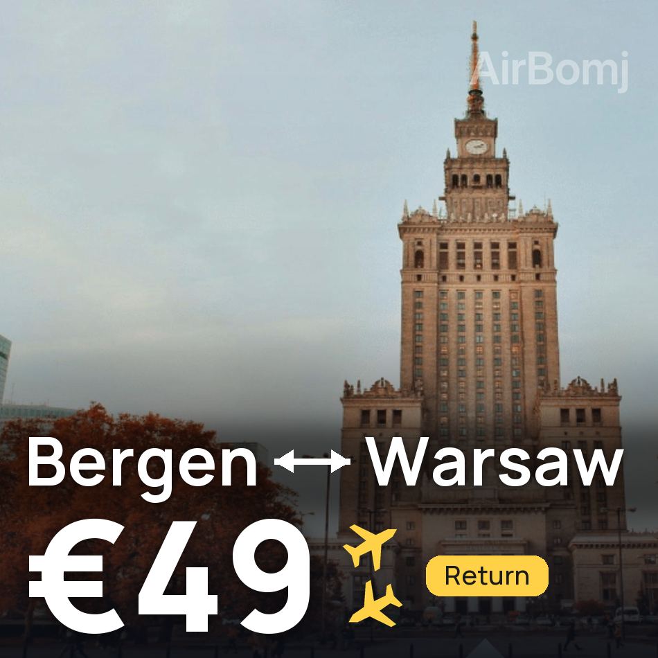 Billet d'avion : Bergen — Varsovie, €49