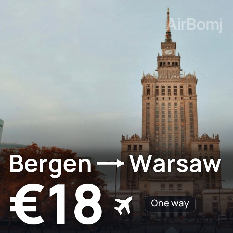 Billet d'avion : Bergen — Varsovie, €18