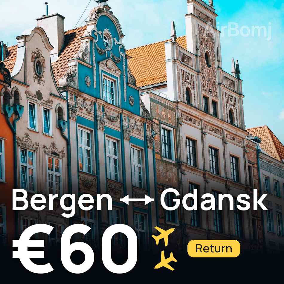 Billet d'avion : Bergen — Gdańsk, €60