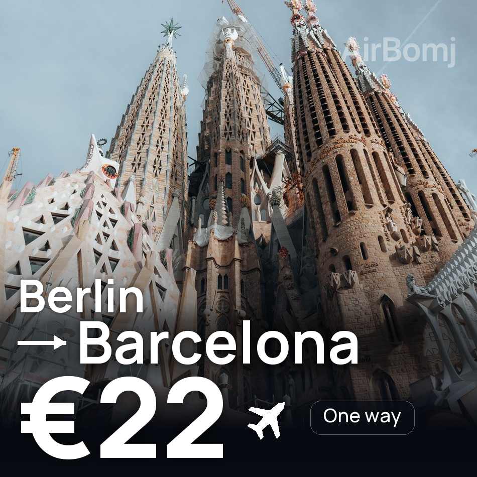 تذكرة طيران: برلين — برشلونة، €22