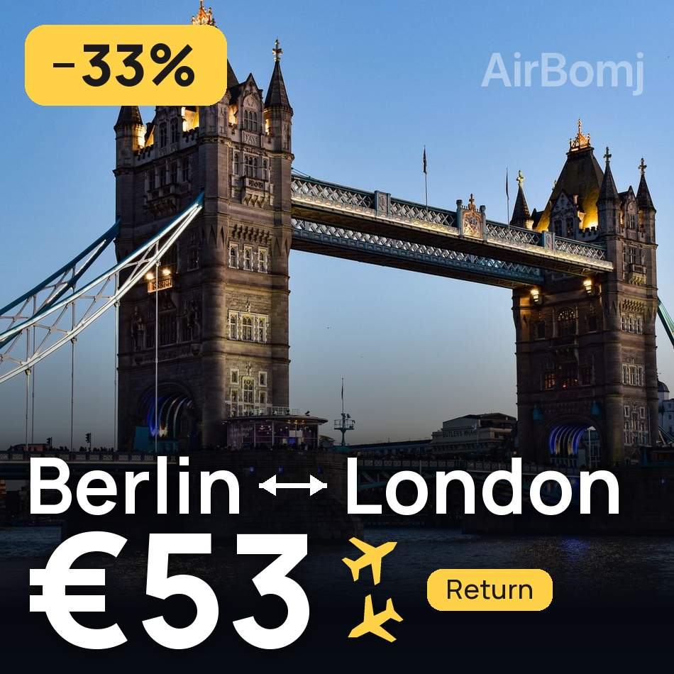 تذكرة طيران: برلين — لندن، €53