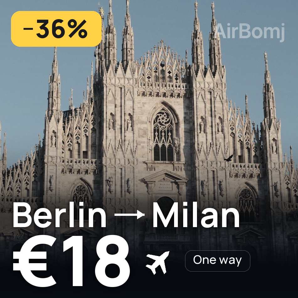 تذكرة طيران: برلين — ميلانو، €18