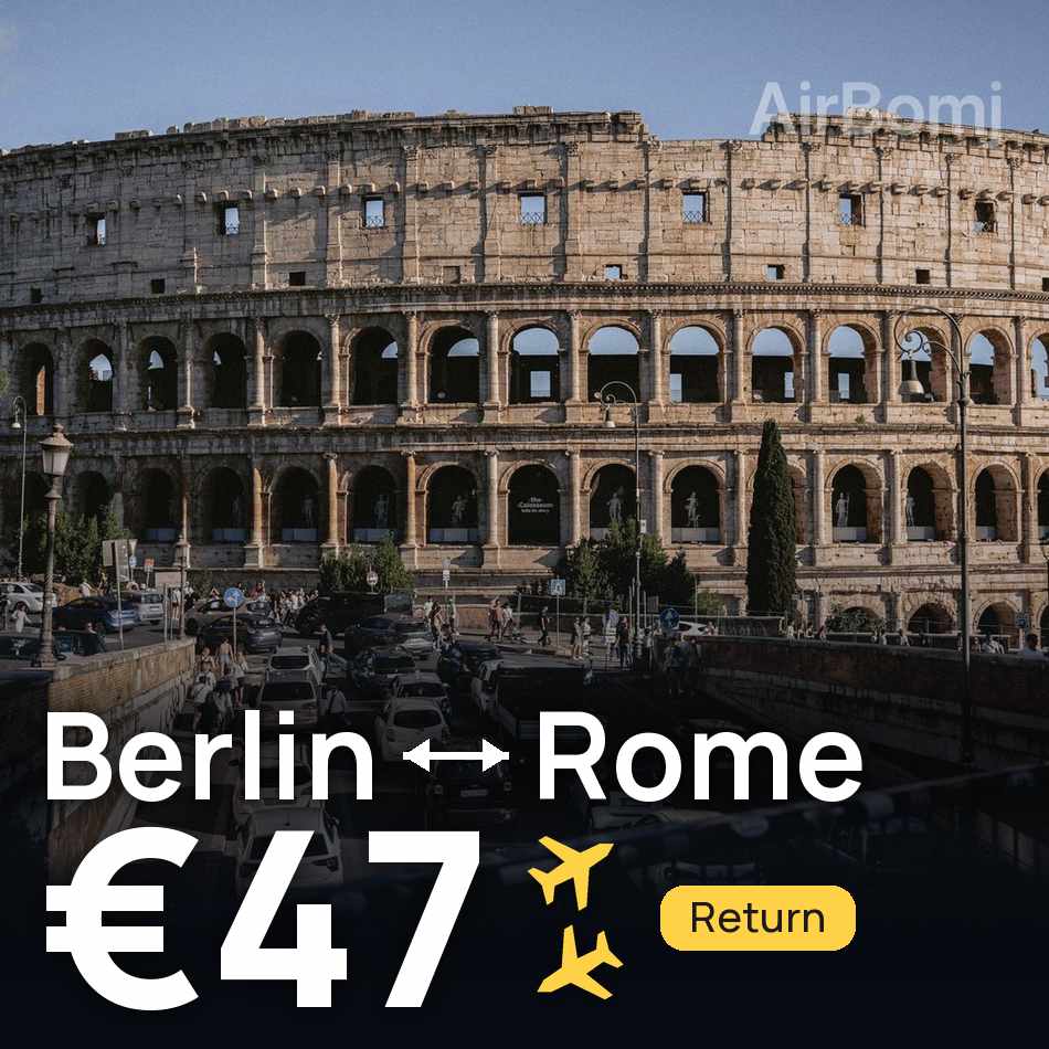 تذكرة طيران: برلين — روما، €47