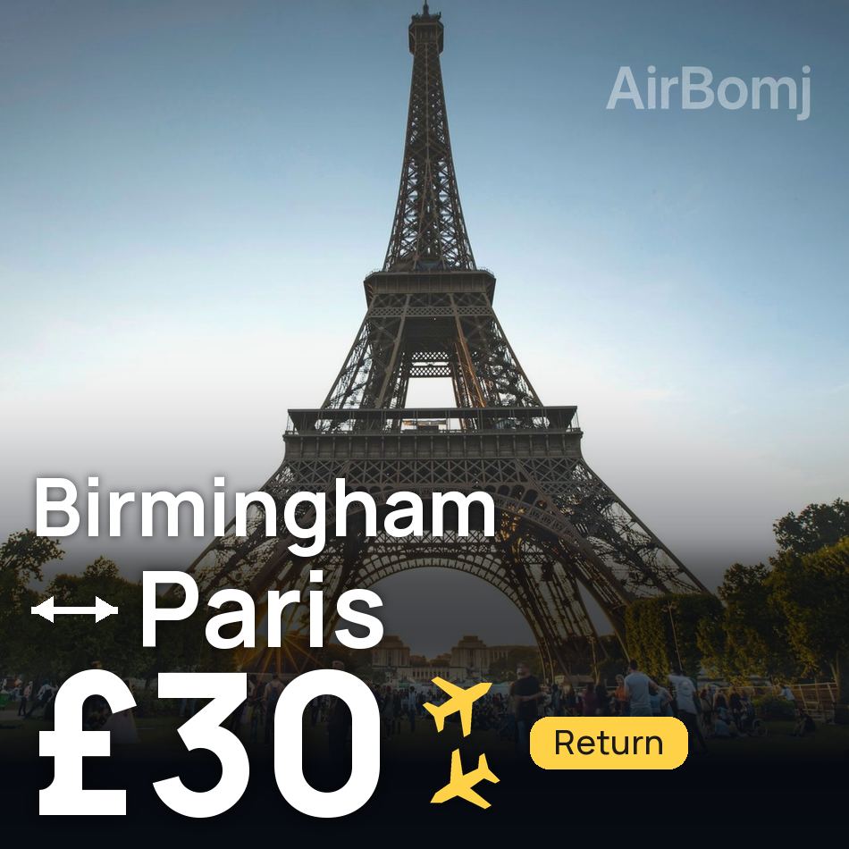 Bilet de avion: Birmingham — Paris, £30