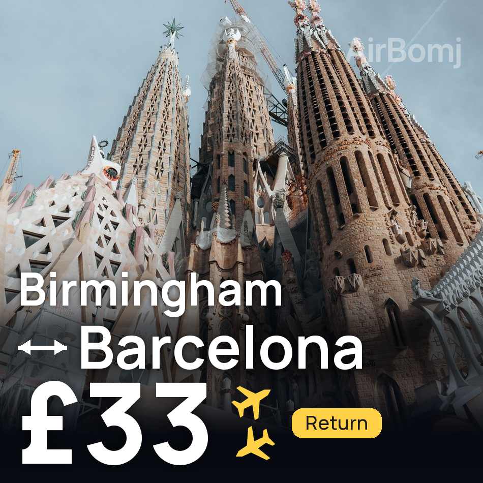 Bilet de avion: Birmingham — Barcelona, £33