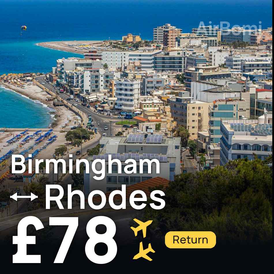 Bilet de avion: Birmingham — Rhodes, £78