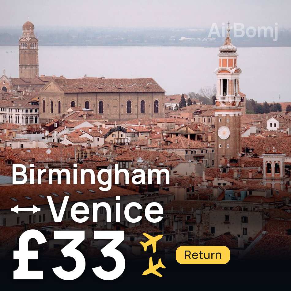 Bilet de avion: Birmingham — Venice, £33