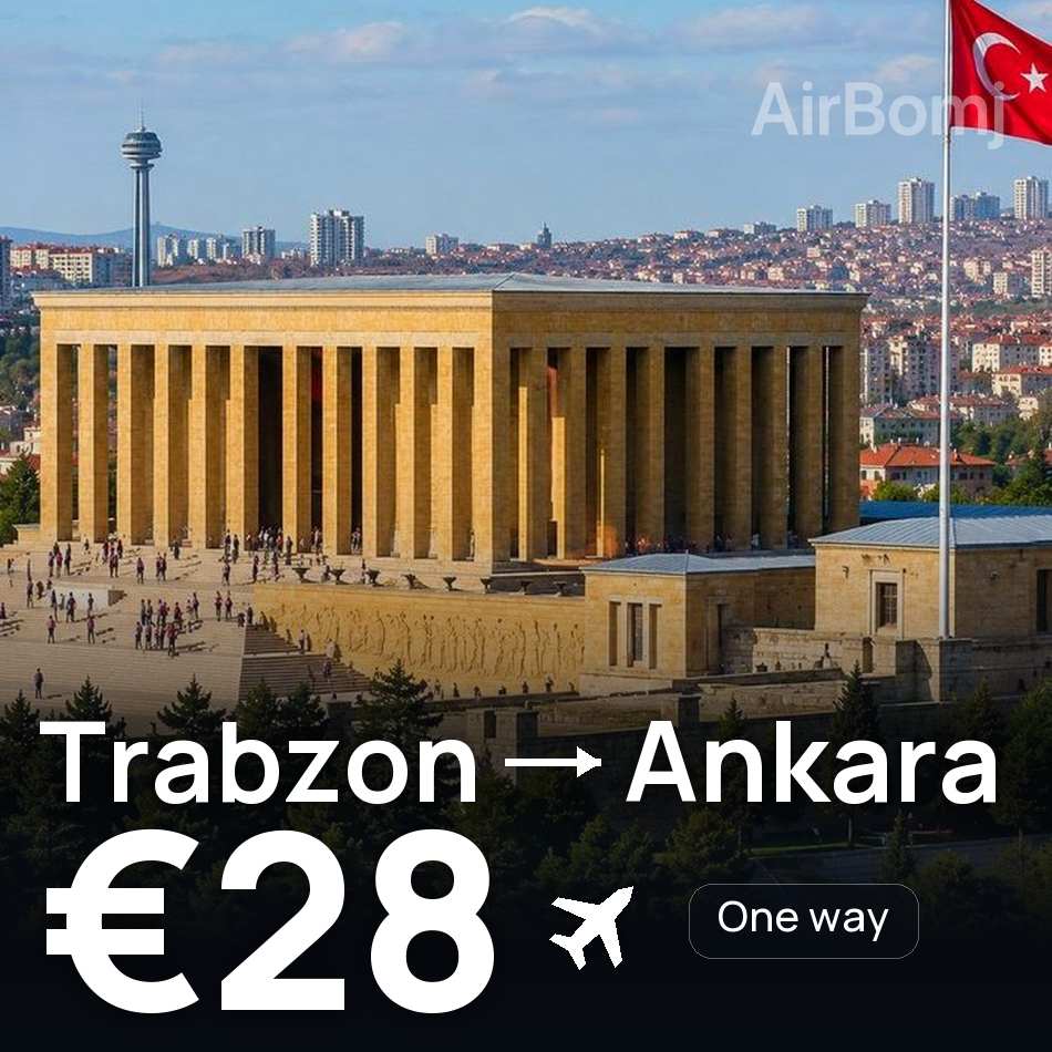تذكرة طيران: طرابزون — أنقرة، €28