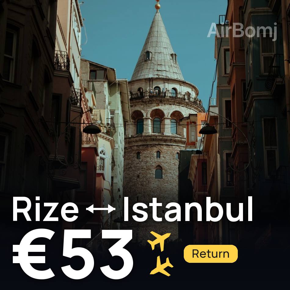 تذكرة طيران: ريزة — إسطنبول، €53