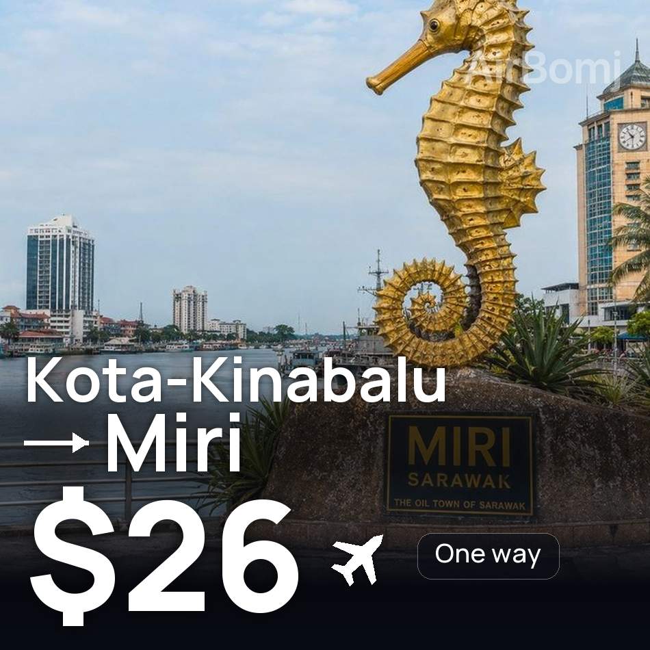 Bilet de avion: Kota-Kinabalu — Miri, $26